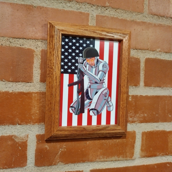Other - Audie Murphy Cyborg Soldier American Flag Background Art Print By Neon N…